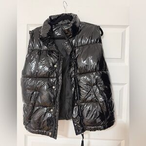 New York & Company Glossy Black Puffer Vest